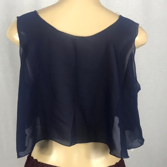Zuliana sheer crop blue sleeveless crop top Made in USA. New With Tags - Picture 3 of 3